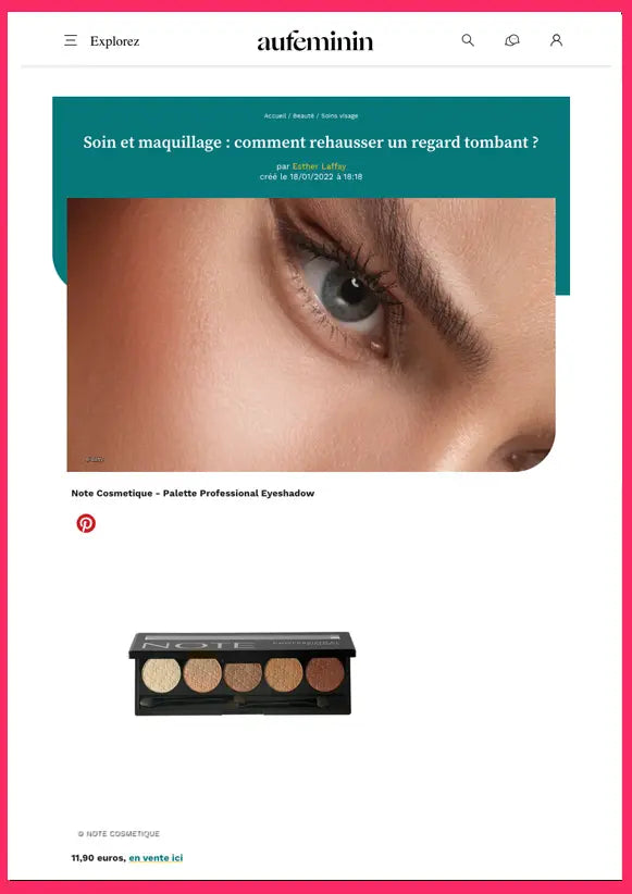 Article partenariats maquillage femme - Note Cosmétique Profesionnal Eyeshadow fard à paupières