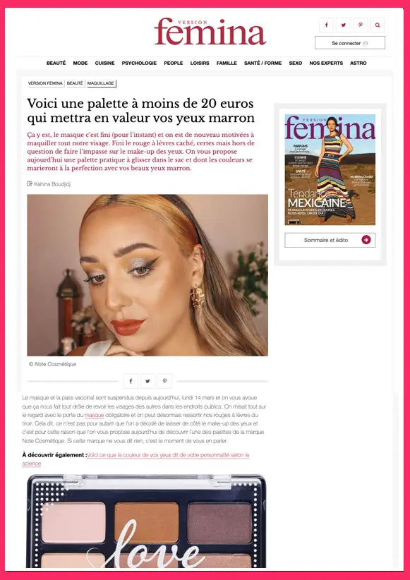 Article partenariats maquillage femme - Note Cosmétique Love At First Sight fard à paupières