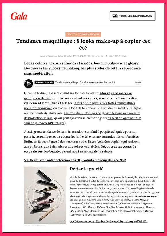 Article partenariats maquillage femme - Note Cosmétique 