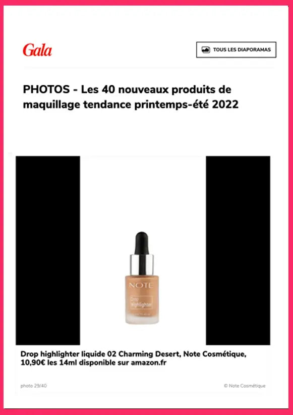 Article partenariats maquillage femme - Note Cosmétique Drop Highlighter Enlumineur liquide