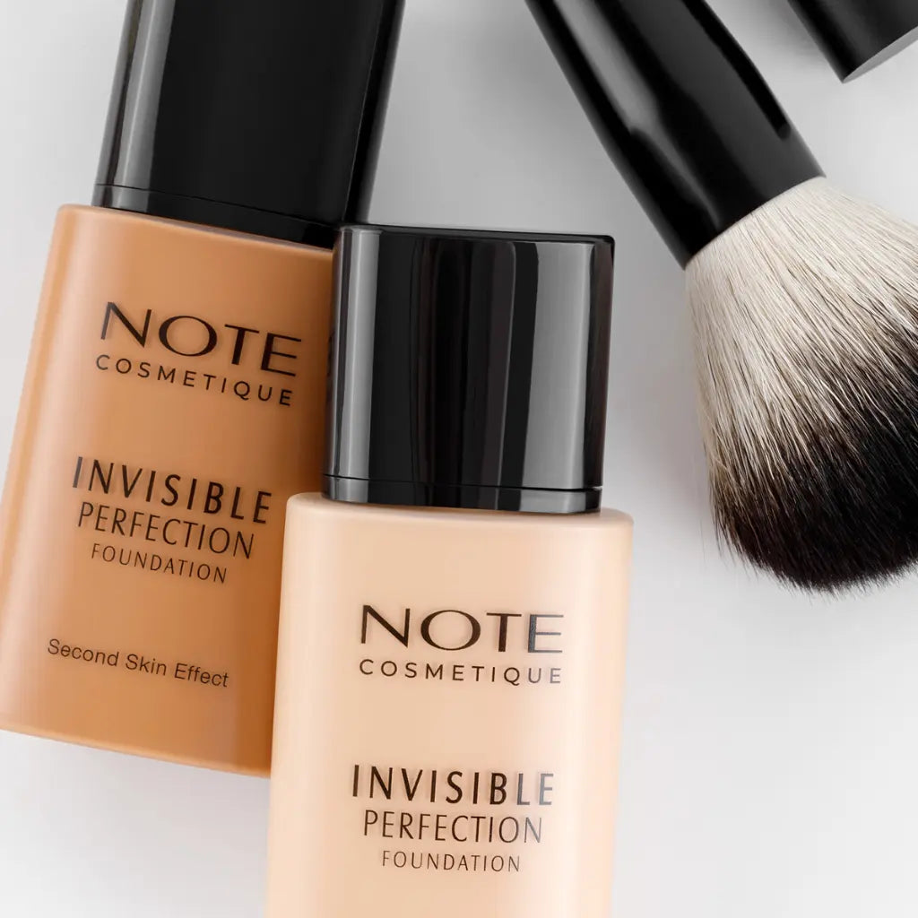 Invisible perfection Foundation, Fond de teint NOTE Cosmétique, maquillage femme, fond de teint beige, anti imperfections, effet seconde peau, pinceau maquillage